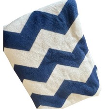 Pottery Barn Kids White  Blue Chevron Blanket Cotton Soft 37 1/2x29 1/2