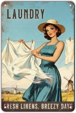 Laundry Vintage Sarcastic Fresh Linens Tin Metal Signs Home D cor 8x12
