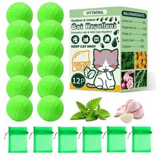 Outdoor Cat Deterrent Balls 12-Pack 6 Bags Peppermint Lemongrass Oil De...