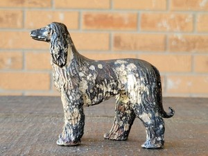  Vintage Solid Metal FIGURINE OF AN AFGHAN HOUND DOG. 3"× 3" 13 Oz