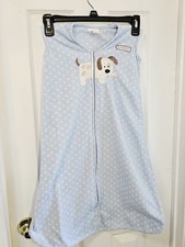 Halo Sleep Sack 6-12 mos. Blue Polka Dot Puppy Dog Applique Back is Best Fleece