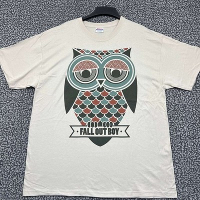 Vintage Fall Out Boy Shirt Men XL White Owl Hanes Cotton Deadstock New