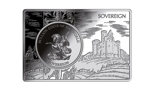 Sovereign 1 oz Silber eingefasst in einem Barren