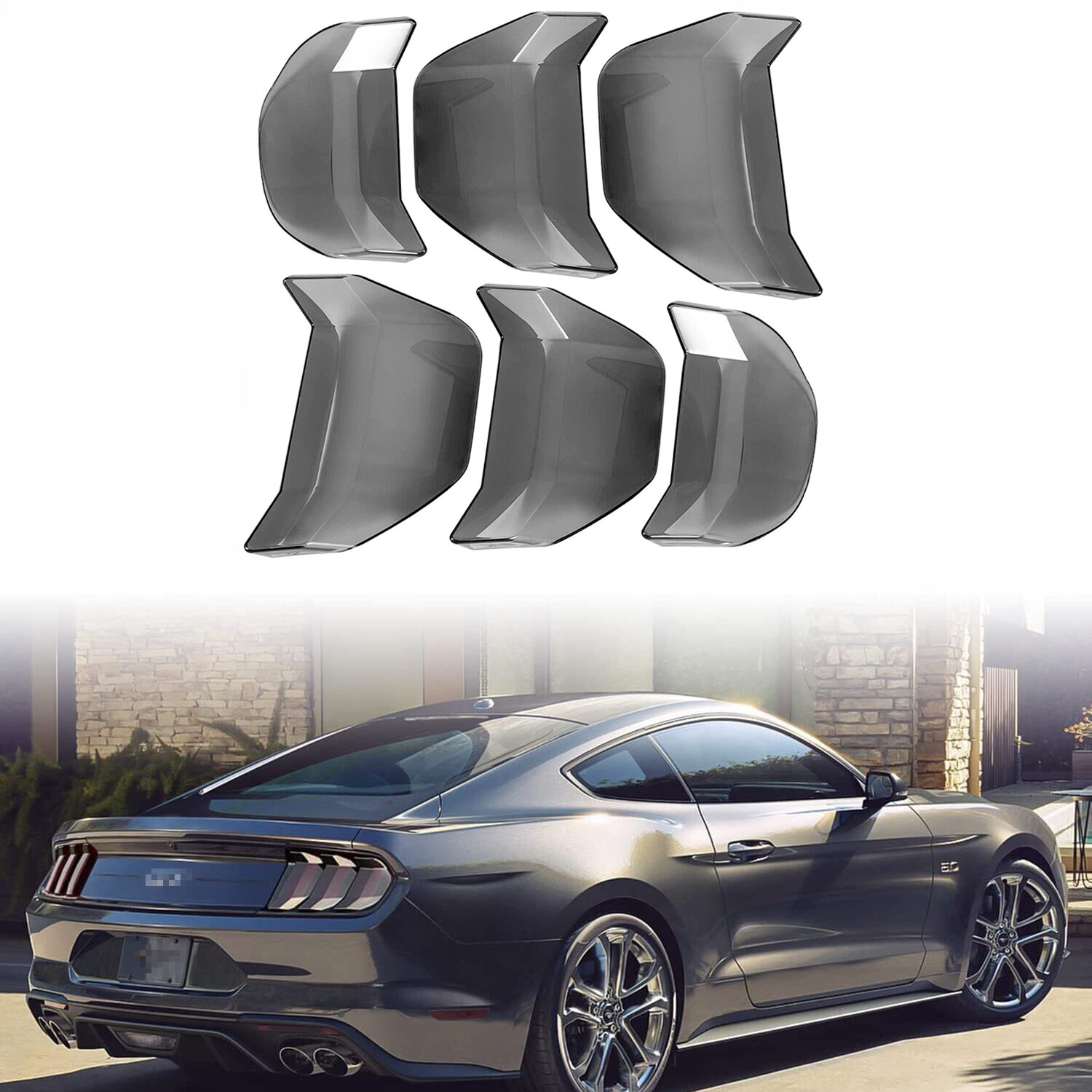 Smoked Tail Light Lamp Cover Trim Guard for 2018-2022 Ford Mustang