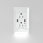 Electrical Dual Usb Wall Outlet Receptacle 15A Plug Socket w/ Sensor Nightlight