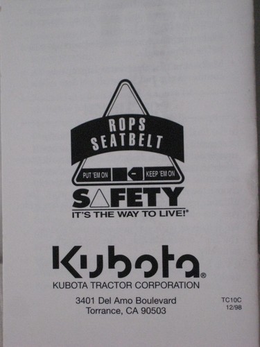 Kubota Corporation 10 Commandments of Tractor Safety - Picture 2 of 3