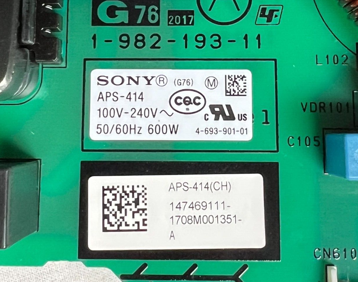 PFC① SONY XBR-65A1E POWER SUPPLY APS-414(CH) 147469111 1-982-193-11 | eBay