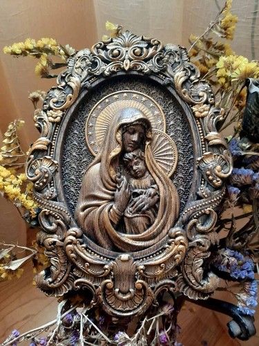 Virgin Mary wall wood religious art housewarming gifts handmade home decor - Picture 5 of 6