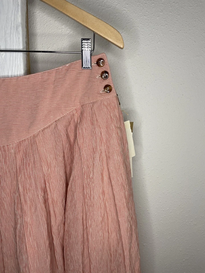 复古 NOS Liz Claiborne 百褶 A 字中裙 14 码粉色纽扣小屋 — 第 2/4 张图片