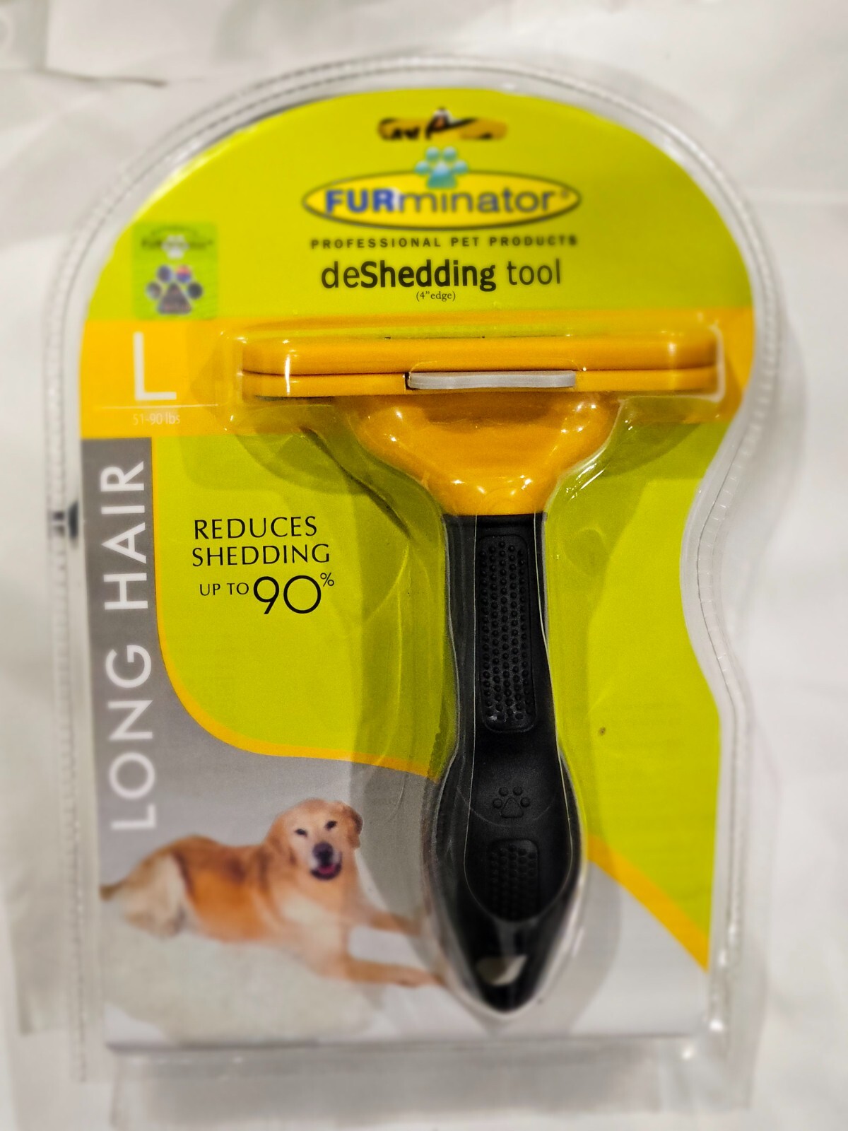 FURminator deShedding Tool with 4" Edge for Long Hair Large Dogs 51-90 Lbs