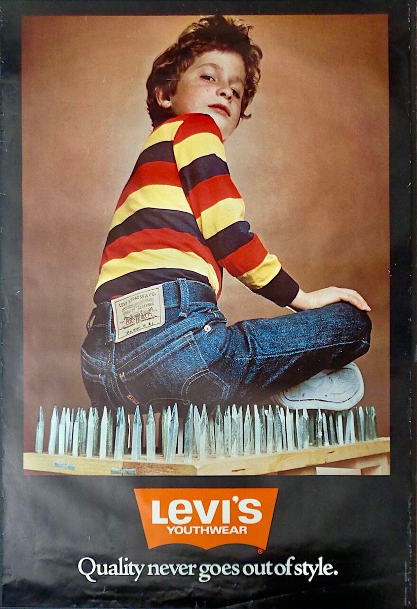 LEVI'S YOUTHWEAR JEANS NAIL PLANK 1975 original advertising poster