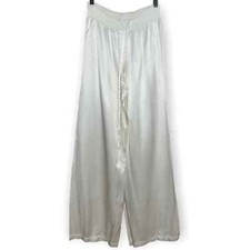 PJ Harlow White Jolie Satin Lounge Pants Drawstring Waist XS