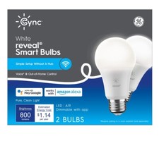 GE CYNC 2pk Reveal Smart Light Bulbs, White, Bluetooth and Wi-Fi Enabled