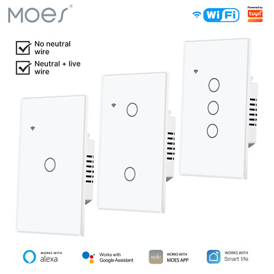 MOES WiFi Smart Wall Light Switch No Neutral/N+L Wirings Timer Alexa Google APP