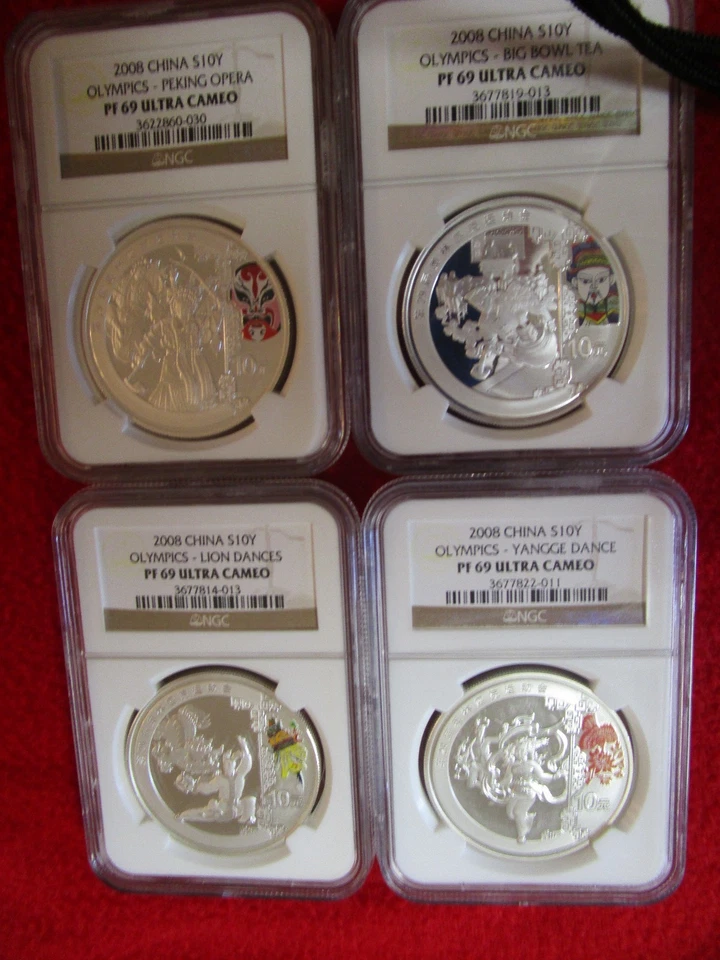 2008 CHINA OLYMPIC SET .999 4 SILVER ALL NGC PF PR 69 asian chinese lot gift  - Image 3 of 4