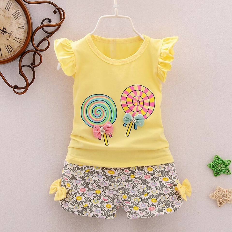 Toddler Kids Baby Girls Outfits TShirt Tops + Floral Shorts Pants