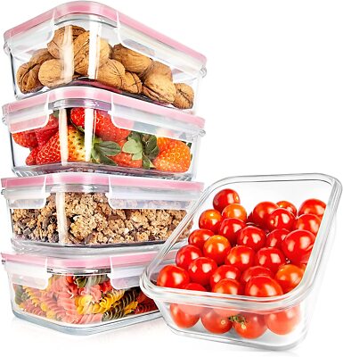 Nutrichef NCCLX5R9 5 Sets Glass Food Container With Pp Lid
