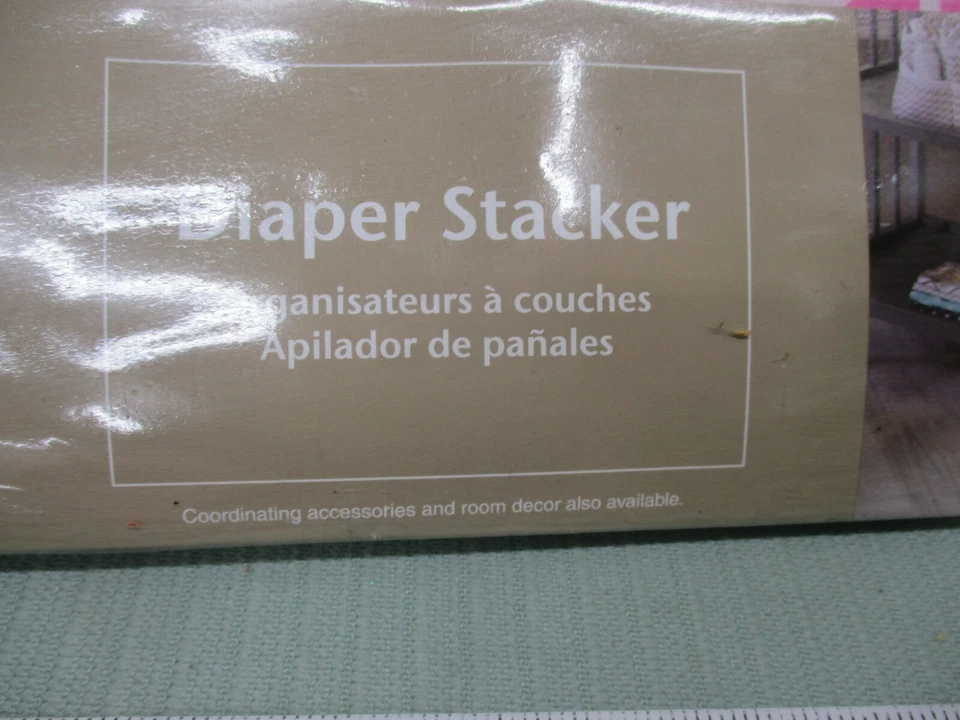 Trend Lab Diaper Stacker Baby Pink White Pattern Infant Nursery Room Accessory - Image 3 of 3