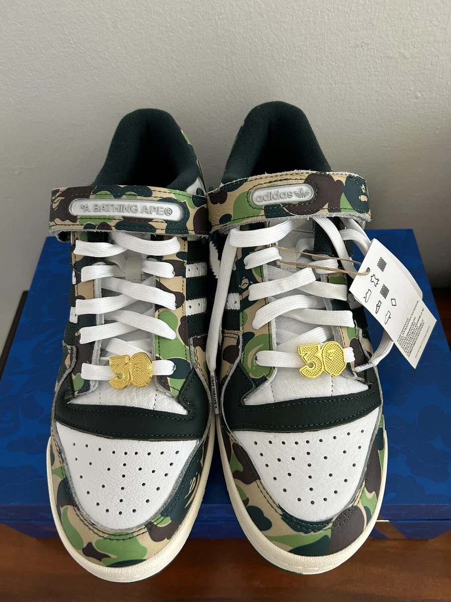 Adidas x Bape Forum 84 Low 30th Anniversary Green Camo Mens Sz 10 A Bathing Ape
