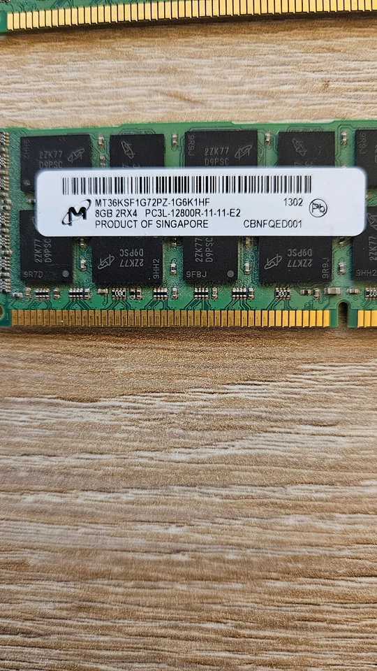 2x MICRON je 8GB PC3L-12800R DDR3-1600 REG ECC MEMORY