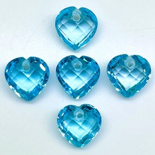 Lote de gemas sueltas VVS 5 piezas de topacio azul perforado natural 10 mm forma de corazón corte a cuadros