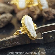 MADE TO ORDER Omer 925 Silver Handmade Custom Design Pearl Ladies Ring
