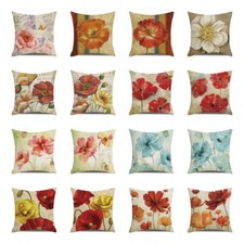 Oil Painting Pretty Poppy Flower Cushion Covers Spring Summer Floral Pillow Case