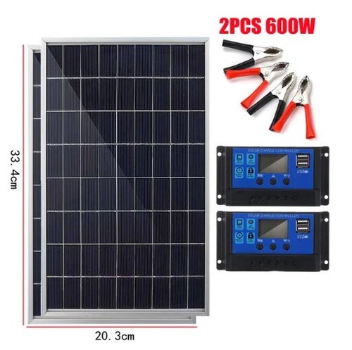 Kit Pannello Solare 12V Completo Capacità 600W Policristallino Alimentazione USB Portatile - Foto 29 di 30