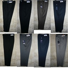 NWT CHAPS Flat front Dress pants 4 pocket zipper Black Tan Navy Gray Wool Poly