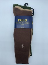 NEW 3 PAIRS RALPH LAUREN POLO MENS CASUAL DRESS SOCKS BROWN / OLIVE / KHAKI