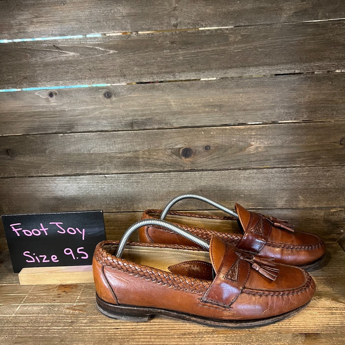 Mens FootJoy Brown Leather Slip On Comfort Tassel Loafers 