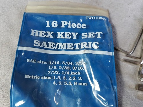 16 Piece Hex Key Set SAE Metric Allen Key Allen Wrench - Picture 2 of 5