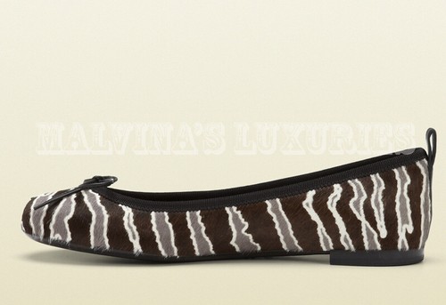 GUCCI SHOES BALLET FLATS PONY HAIR BOW DETAIL ANIMAL PRINT $675 sz 35.5 / 5.5 - Picture 2 of 19