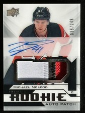 MICHAEL MCLEOD 2018-19 UPPER DECK PREMIER ROOKIE AUTO TRI-COLOR PATCH. #096/249
