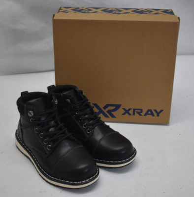 XR Xray Boys Ruben Ankle Boots Lace Up Black Leather Kids Boots Boys Size 13