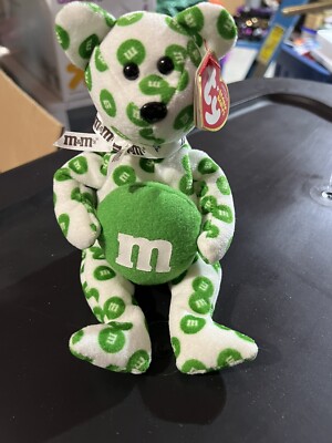 TY Beanie Baby Plush 8 Inch Green the M&M's Bear 2008 Walgreen's Exclusive