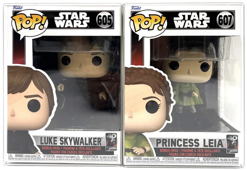 Funko Pop! Star Wars ROTJ 40Th Luke #605 & Princess Leia #607 Common Set of 2
