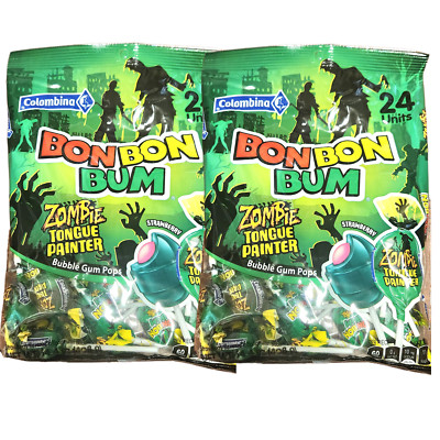 2 PACK-Zombie Colombina BonBon Bum- Zombie Tongue Painter-Bubble Gum Lollipops