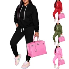 Womens 2 Pce Outfits Jogging Suits Long Sleeve Hoodie Sweatpants Tracksuits Sets