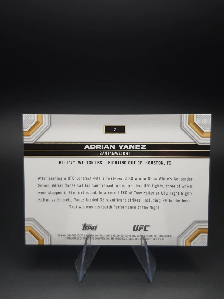 2024 Topps Chrome UFC #2 Adrian Yanez Speckle Refractor /299 - Image 2 of 2