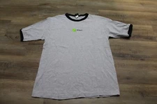 VTG MV Sport H&R Block Grey Embroidered Ringer Tee Tax Prep Accounting Medium