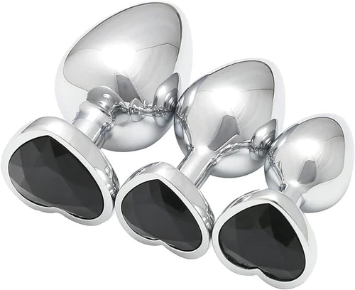 Anal Butt Plug Sex Toys Set Heart-Shaped Jewels Stainless Sex Toys for Women Men - Picture 35 of 36
