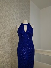 Royal blue Sequin Embellished Maxi prom Dress sleeveless size 8 