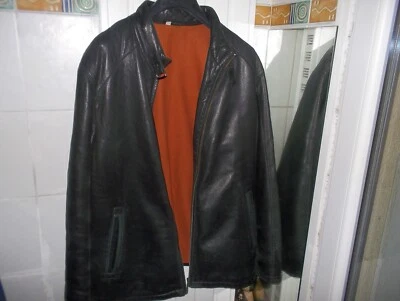 blouson cuir 52 GLEN GUEVERA noir - Photo 1/4