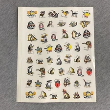 Vintage Kliban Cat Stickers Sheet (52 Total) Big Exam Night Out Big Date Game