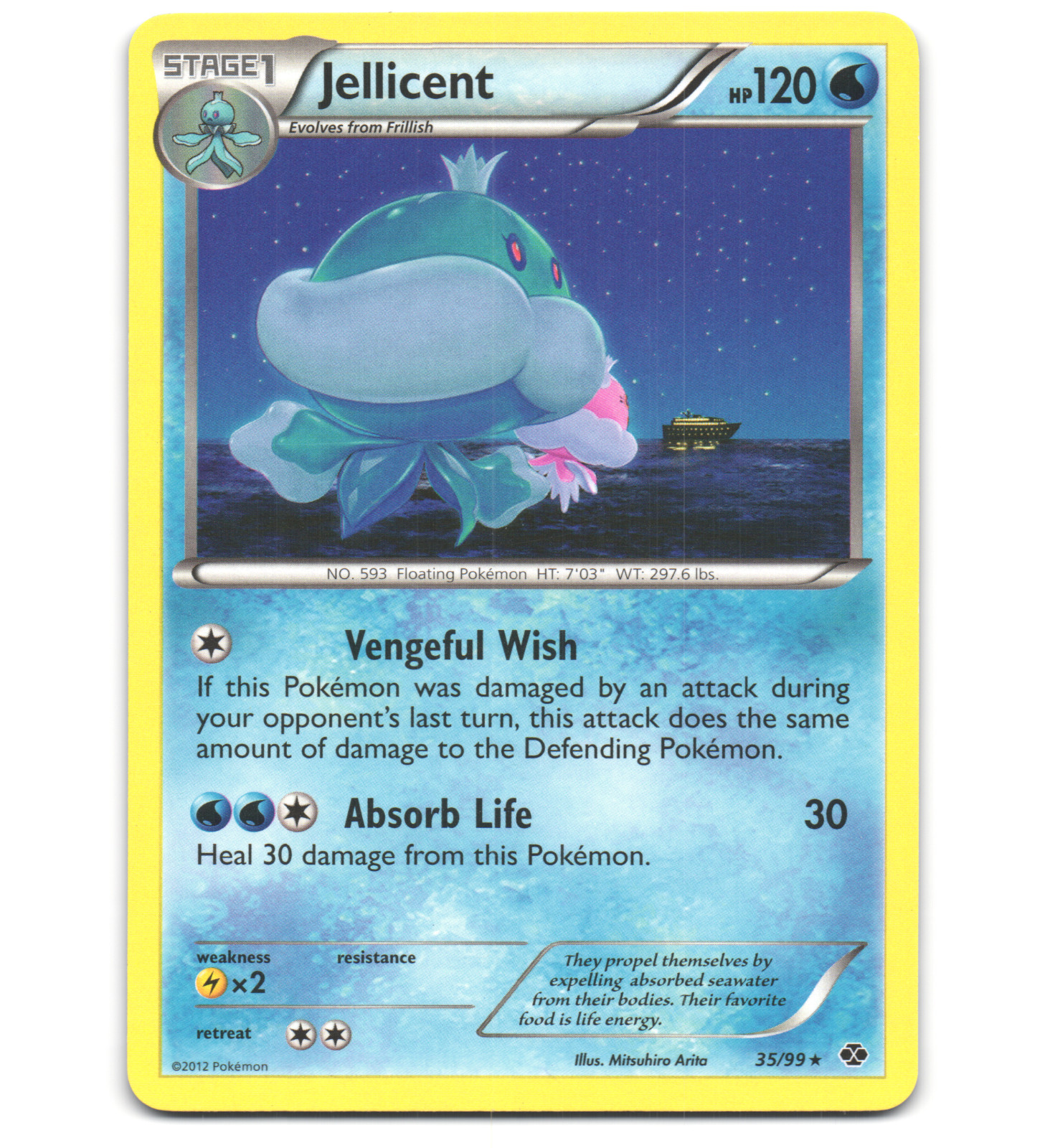 Pokemon 2012 Light Play Jellicent Next Destinies Rare 35/99 Card