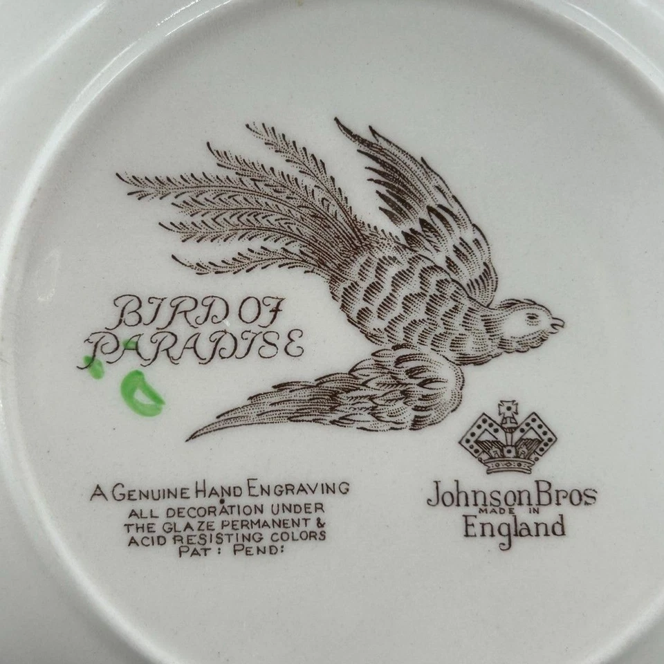 Tigela de sopa Johnson Bros. England Bird of Paradise aro padrão 8"D x 1 3/8"H - Imagem 3 de 4