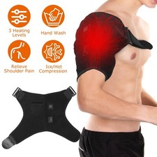 Shoulder Brace Support Wrap Massager Heating Therapy Pain Relief Vibration