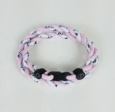 PHITEN Tornado Sports Braided Rope Titanium Necklace (Pink & White) 21" NWOT!