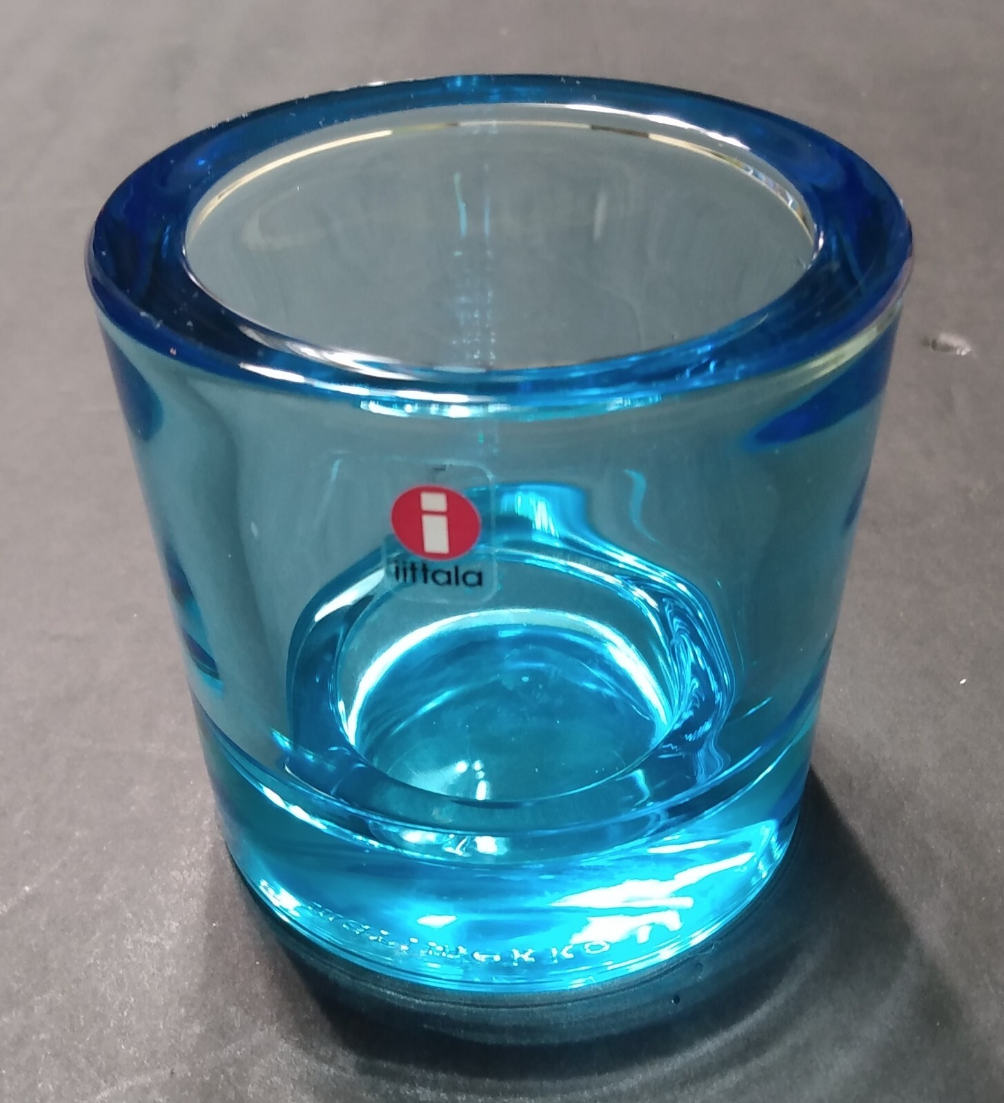 Iittala Marimekko Finland Glass sea Blue teal Votive Kivi Candle Holder